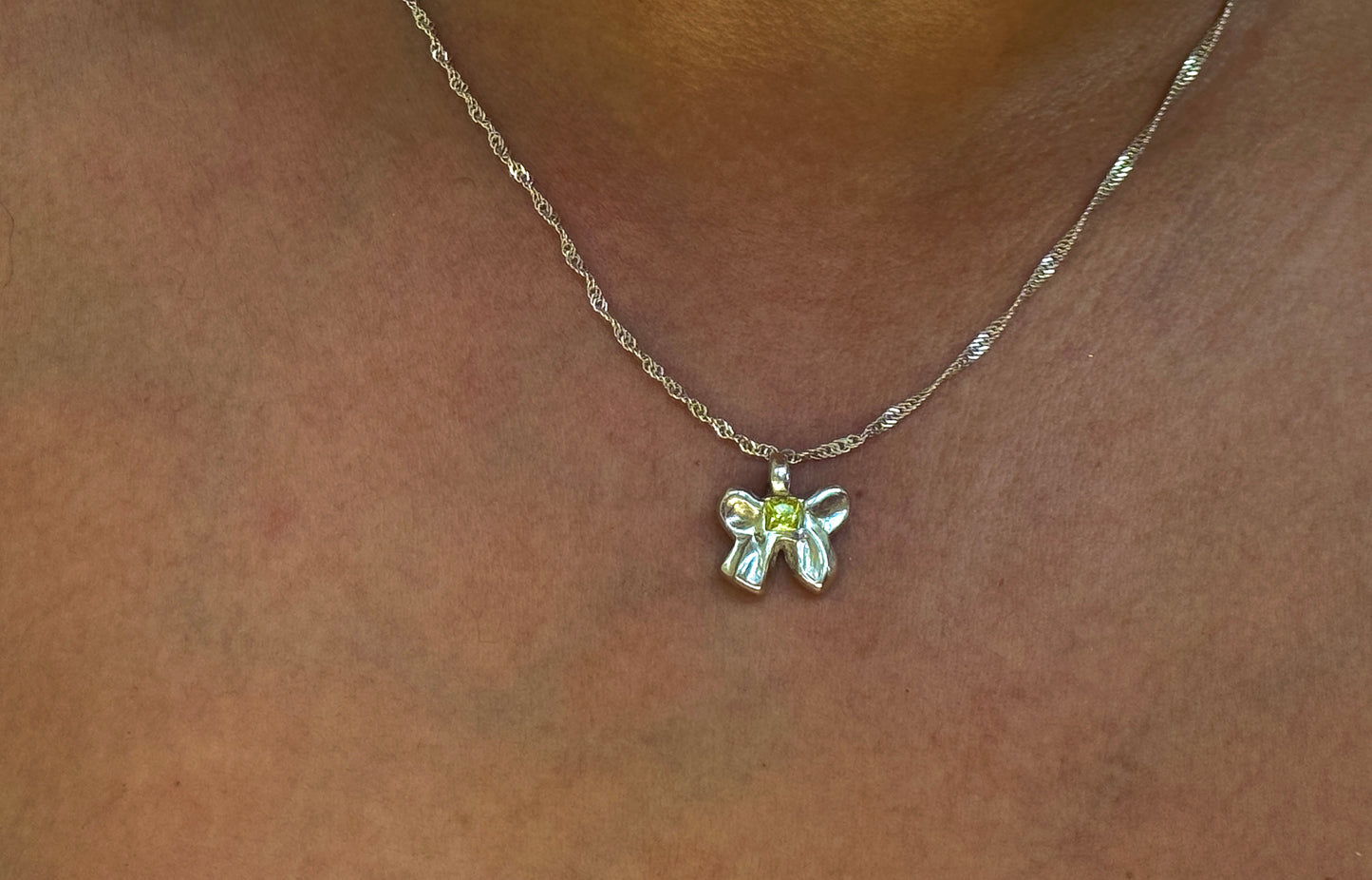 Yellow Bow Pendant Necklace