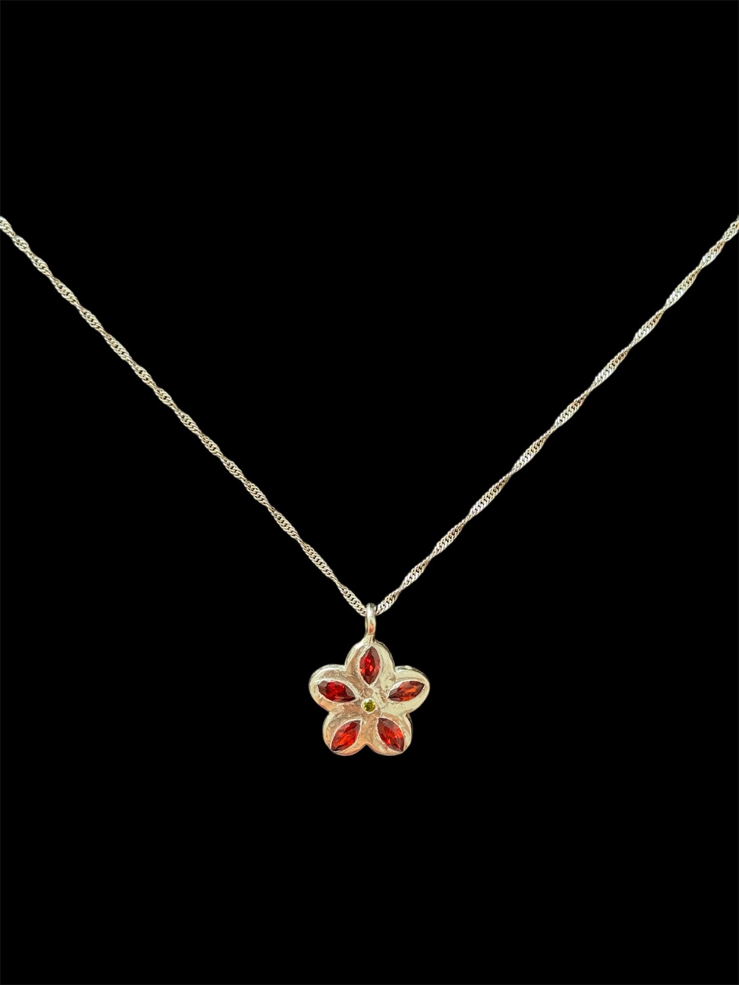 Scarlet Blossom Pendant Necklace