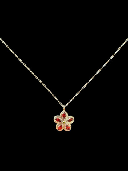 Scarlet Blossom Pendant Necklace