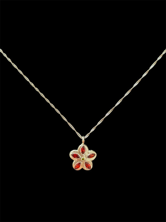 Scarlet Blossom Pendant Necklace