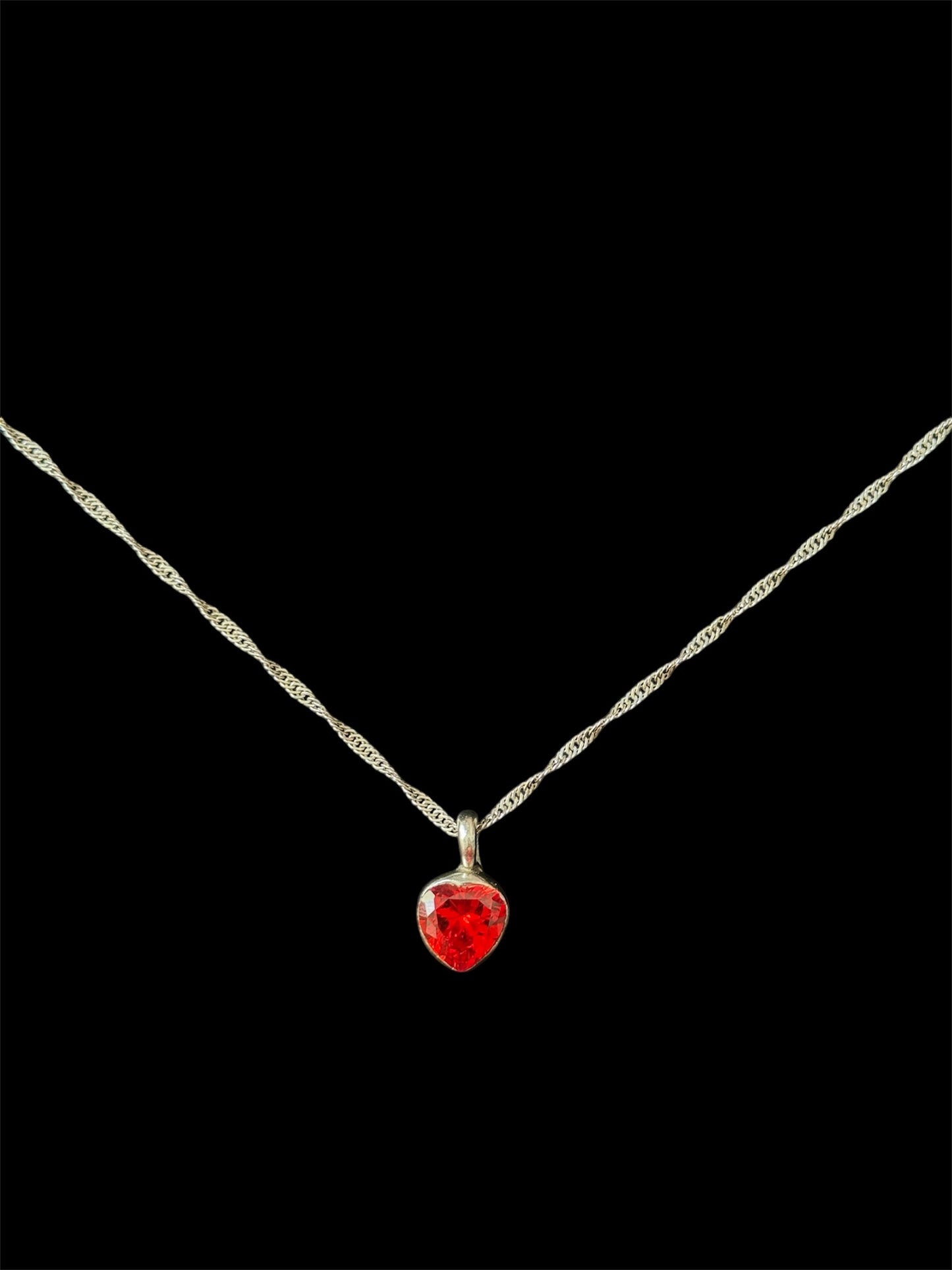 Chunky Red Heart Pendant Necklace