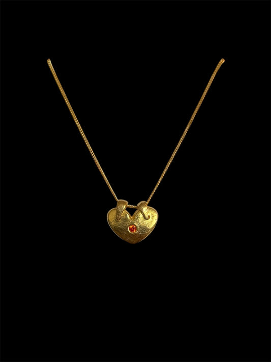 Orange Gold Heart Necklace