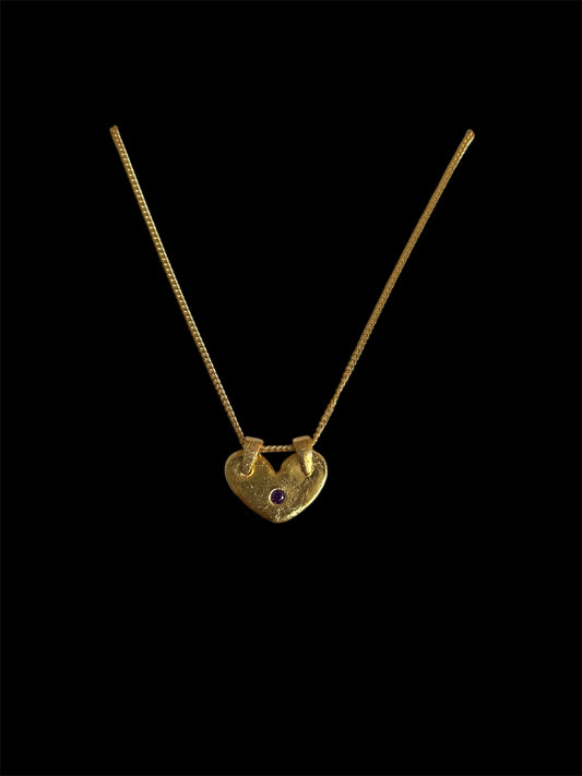 Little Brown Gold Heart Necklace