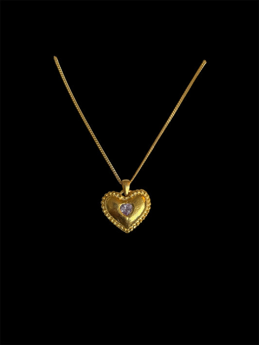 Purple Gold Heart Necklace