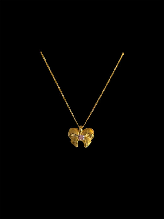 Pink Bow Necklace