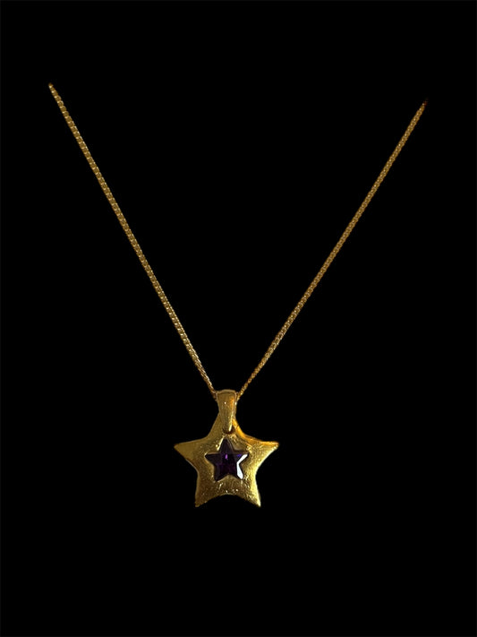 Purple Gold Star Necklace