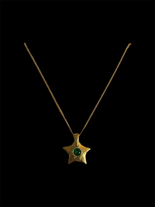 Green Gold Star Necklace