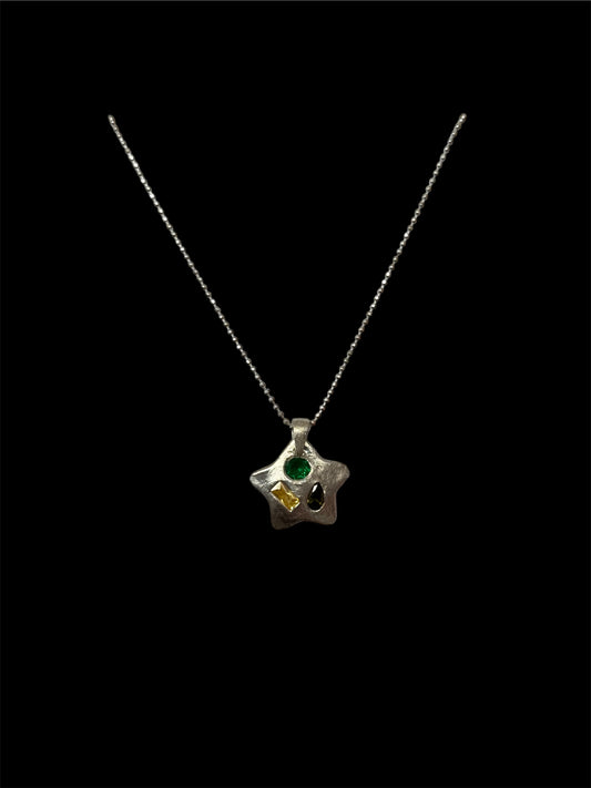 Yellow and Green Stardust Necklace